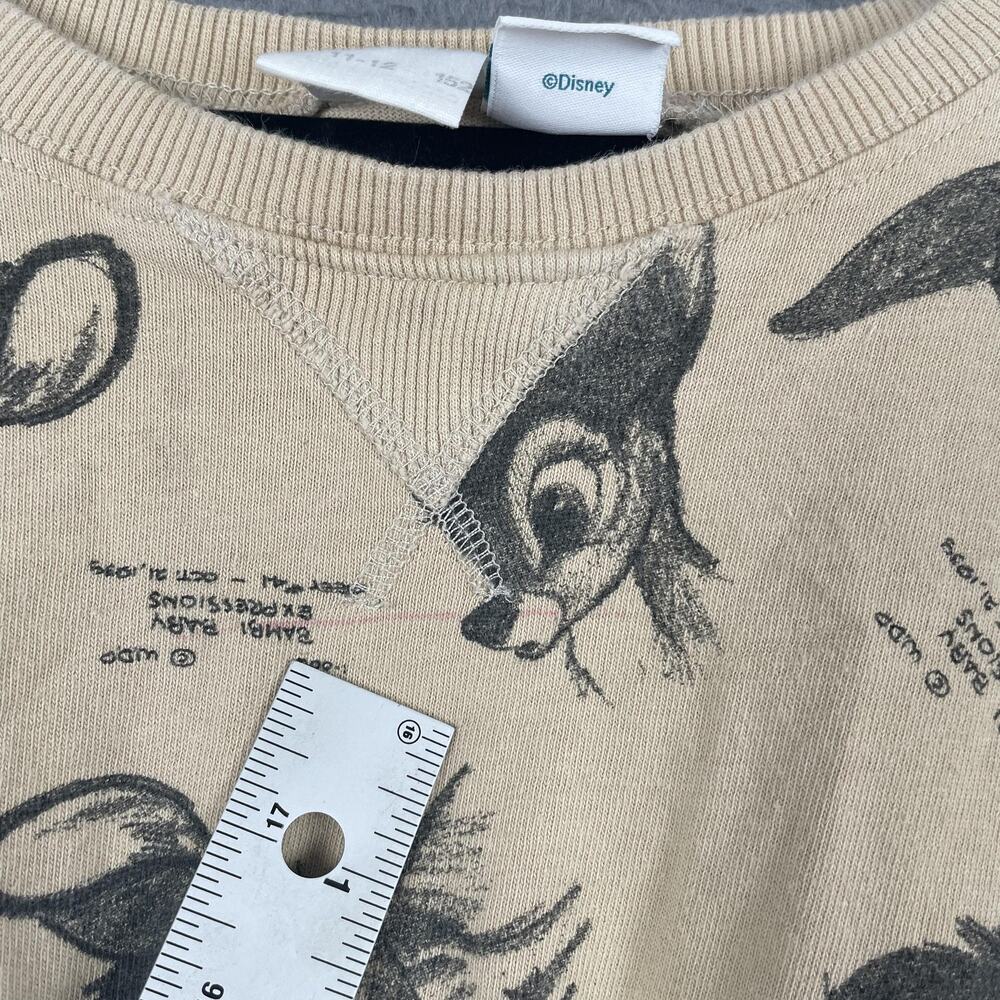 Zara Disney Classics Dress Girls 11-12 Beige Sweater Dress Bambi Animal Print - Picture 2 of 9